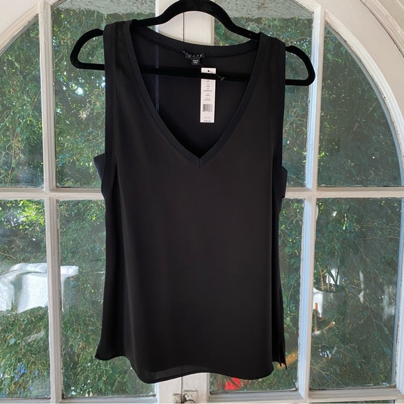 Theory Alwa Silk Modern GGT Black V-Neck Tank Top - Picture 4 of 7